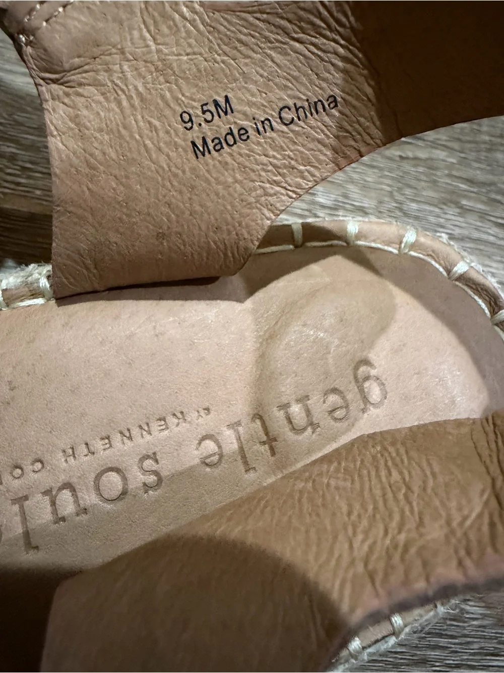 Gentle Souls Lizzy Eva Basket T-Strap Leather Espadrille Sandals 9.5 Rose Gold